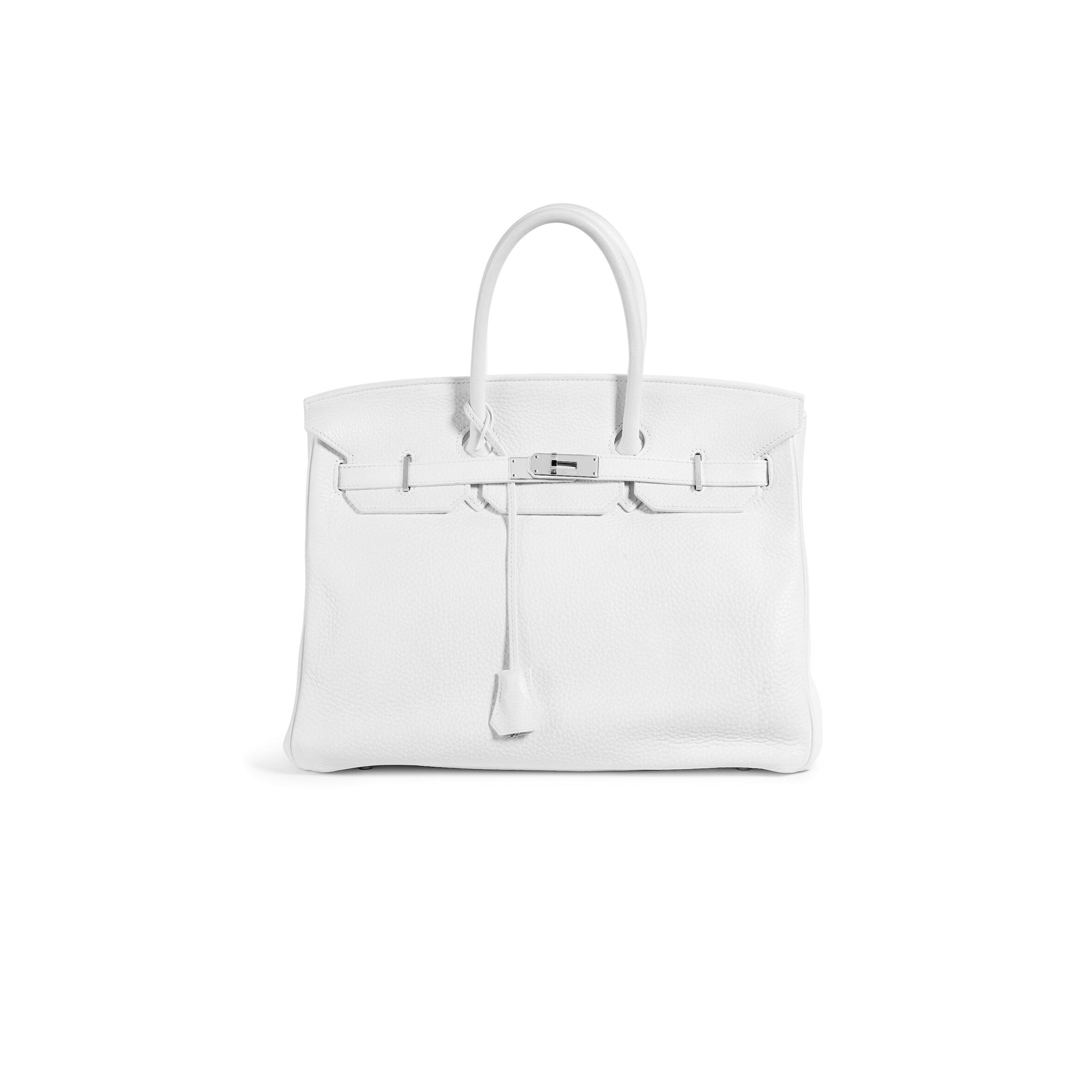 H**me5 BIRKIN 35 TOGO LEATHER WHITE SILVER BUCKLE BAG H028369CK01 (35*28*18cm) Master Quality